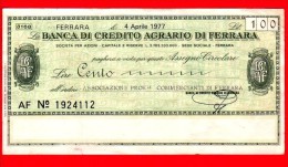 MINIASSEGNI - BANCA DEL CREDITO AGRARIO DI FERRARA - Usato - BCAF.042 - [10] Cheques En Mini-cheques