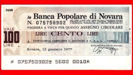 MINIASSEGNI - BANCA POPOLARE DI NOVARA - Usato - BPNO.015 - [10] Assegni E Miniassegni