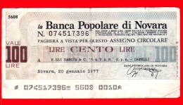 MINIASSEGNI - BANCA POPOLARE DI NOVARA - Usato - BPNO.026 - [10] Checks And Mini-checks