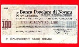 MINIASSEGNI - BANCA POPOLARE DI NOVARA - Usato - BPNO.029 - [10] Scheck Und Mini-Scheck