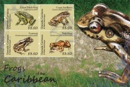 GRENADA CARRIACOU,2012,REPTILES,AMPHIBIANS,FROGS, TURTLES, SHEETLET+ S.SHEET,MNH - Kikkers