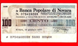 MINIASSEGNI - BANCA POPOLARE DI NOVARA - Usato - BPNO.031 - [10] Scheck Und Mini-Scheck