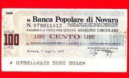 MINIASSEGNI - BANCA POPOLARE DI NOVARA - Usato - BPNO.036 - [10] Assegni E Miniassegni