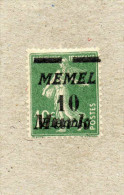 MEMEL : Type "Semeuse Fond Plein" De France, Surchargé "MEMEL" Et Double Surcharge Pfennig Et Mark Par Dessus - Nuevos