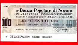 MINIASSEGNI - BANCA POPOLARE DI NOVARA - FdS - BPNO.002 - [10] Checks And Mini-checks