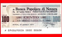 MINIASSEGNI - BANCA POPOLARE DI NOVARA - FdS - BPNO.026 - [10] Checks And Mini-checks