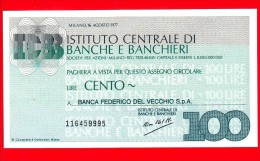 MINIASSEGNI -  ISTITUTO CENTRALE BANCHE E BANCHIERI - FdS - IB100160877D - [10] Assegni E Miniassegni