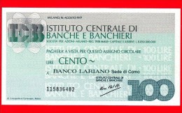 MINIASSEGNI -  ISTITUTO CENTRALE BANCHE E BANCHIERI - FdS - IB100160877H - [10] Checks And Mini-checks