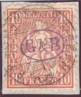 Schweiz 1871-02-06 Perfinaufdruck "G&B) Auf 10 Rp. Sitzende Helvetia - Gebraucht