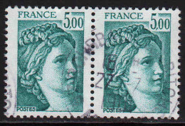 FRANCE : N° 2123 Oblitéré En Paire Horizontale "TàD Rond" (Type Sabine) - PRIX FIXE - - 1977-1981 Sabine Van Gandon