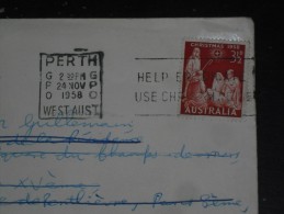 LETTRE AUSTRALIE AUSTRALIA AVEC YT 247 - NOEL NATIVITE - FLAMME PERTH - - Cartas & Documentos