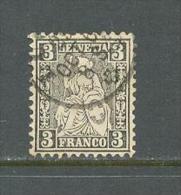 1862 SWITZERLAND 3C. BLACK MICHEL: 21 USED - Usados