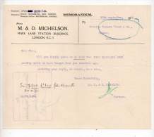 Memorandum - M &D. Michelson, Mark Lane Station Buildings, London - 1930 - Royaume-Uni