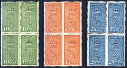 ##Denmark 1929. Cancer Charity. Blocks Of 4. Michel 177-79. MNH(**) - Nuevos