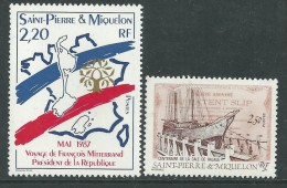 St Pierre Et Miquelon  N° 478 / 79  XX  Visite De F. Mitterrand Et Centenaire De La Cale De Halage,  Sans Charnière, TB - Neufs