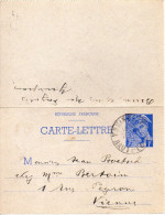 FRANCE ENTIER POSTAL 1F BLEU TYPE MERCURE 1941 - Kaartbrieven