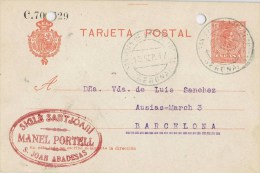 7216. Entero Postal SANT JOAN De Las ABADESAS (Gerona) 1917. - 1850-1931