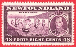 Newfoundland # 243 - 48 Cents -  Mint N/H - Dated 1937 - Fishing Fleet /  Flotte De Bateaux De Pêche - 1908-1947