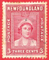 Newfoundland # 246 - 3 Cents -  O - Dated 1938 - Queen Elizabeth /  Reine Elizabeth - 1908-1947