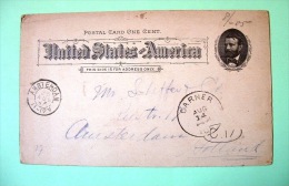 USA 1893 Pre Paid Card Garner To Amsterdam - Ulyses Grant - Lettres & Documents