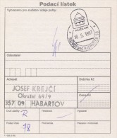 I0056 - Czech Rep. (1997) Postal Receipt / Postal Agencies ROZNOV POD RAHOSTEM 50 - Storia Postale