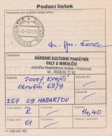 I0061 - Czech Rep. (2001) Postal Receipt / Postal Agencies VELKOMORAVSKE MIKULCICE - Cartas & Documentos