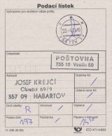 I0062 - Czech Rep. (2001) Postal Receipt / Postal Agencies VSETIN 50 - Briefe U. Dokumente