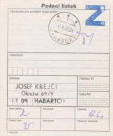 I0067 - Czech Rep. (1998) Postal Receipt / Postal Agencies ZAHRADKY - Briefe U. Dokumente