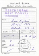 I0071 - Czech Rep. (1996) Postal Receipt / Postal Agencies KOBYLY - Briefe U. Dokumente