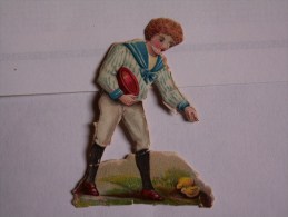 ""  JOLI  DECOUPI  GAUFRE   //  ENFANT  DONNANT  A  MANGER  AUX   POUSSINS  ""   6  Cm - Infantes