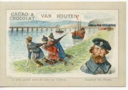 VAN HOUTEN. - Chromo Rare. Employé Des Postes. - Le Plus Grand Pont De Bois Sur L'Irkout - Van Houten