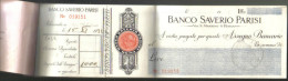 Banco Saverio Parisi Roma Bloccheto Assegni Parzialmente Usato 1932 C.1503 - [10] Chèques