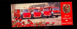 Calendrier Pliant  Sapeurs Pompiers 1980 Camion Berliet Saviem Renault J5 (département De La Manche 50 ) - Kleinformat : 1971-80