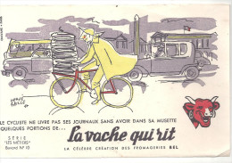 Buvard La Vache Qui Rit Série Métiers  N°10 Le Cycliste Ne Livre Pas Ses Journaux  Sans... - Zuivel