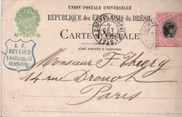 Brésil Entier Postal Carte Rio De Janeiro Paris 1904 - Entiers Postaux