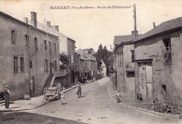 Manzat..animée..route De Châteauneuf..charette..aubergiste - Manzat