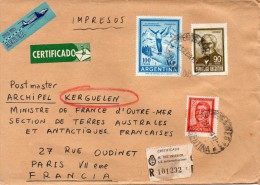 Taaf Kerguelen Lettre D'Argentine Pour Kerguelen En Recommander - Onderzoeksstations