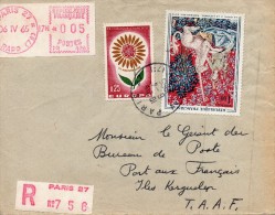 Taaf  Kerguelen Port Aux Français Lettre Du 6/4/1965 De Paris Pour Kerguelen 1965 En Recommander - Cartas & Documentos