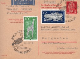Taaf Kerguelen Port Aux Français Carte/Lettre Du 23/3/1965 D'Allemagne Pour Kerguelen - Lettres & Documents