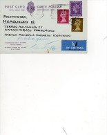 Taaf Kerguelen Port Aux Français Carte/ Lettre Angleterre 1970 Pour Kerguelen - Brieven En Documenten