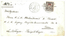 LBL19 - CHINE SAGE 25c SURCH. CHINE S/ LETTRE SHANG-HAI / WIEN 28/8/1899 - Covers & Documents