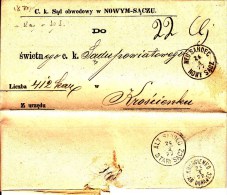 POLAND Prephilatelic 1877 NUE SANDEC To KROSCIENKO Full Letter - ...-1860 Prephilately