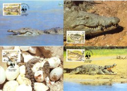 Nbh011mb WWF FAUNA FAUNA REPTIELEN NILE CROCODILE REPTILES GAMBIA 1984 MAX - Cartes-maximum