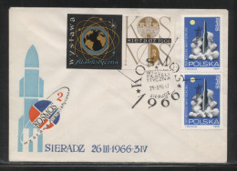 POLAND 1966 SIERADZ KOSMOS COSMOS SPACE PHILATELIC EXPO COMM COVER ROCKET ROCKETS TOWN CREST CINDERELLA PLANET SATURN - Brieven En Documenten