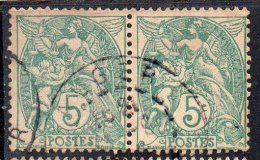 France ;, 1900 ; N°Y : 111 X 2 ; Ob ,cachet : Alger " " ; Cote Y : 0.65 E. - 1900-29 Blanc