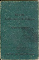 Th - Métropolitain - Carte De Sociétaire De La Société Littéraire Et Artistique Du Métropolitain - Paris 12è - Métro