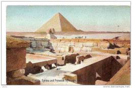 EGYPTE RUINES DU TEMPLE ,LE SPHINX ET LA GRANDE PYRAMIDE,COULEUR REF 17032 - Pyramids