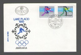 YUGOSLAVIA JUGOSLAVIJA FDC 1980 LAKE PLACID OLYMPIC GAMES SKIING SKATING PREMIER JOUR - FDC