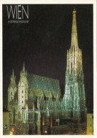 CPA VIENNA- ST STEPHEN'S CATHEDRAL BY NIGHT - Églises