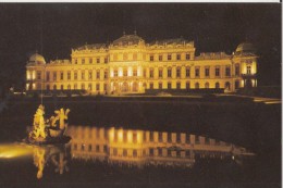 CPA VIENNA- BELVEDERE PALACE BY NIGHT, FOUNTAIN - Belvedere